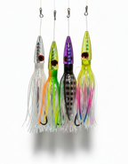 Colección de los mejores señuelos de pesca profesionales Sterling Diamante en colores Púrpura, Verde, Arcoíris y Blanco para atún.