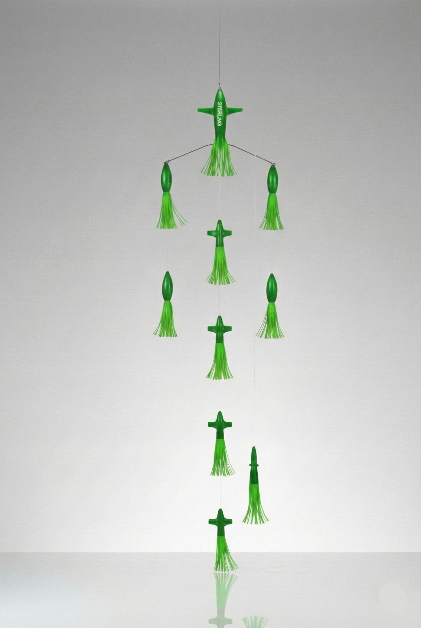 Señuelo de pesca profesional Rastreador del Caos color Verde, ideal para curricán de superficie y túnidos.